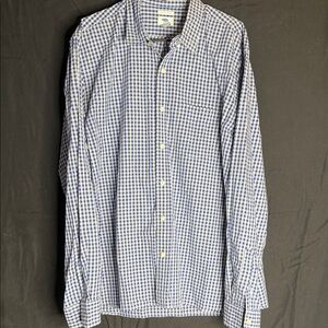 GAP Men's Navy and White Plaid Shirt